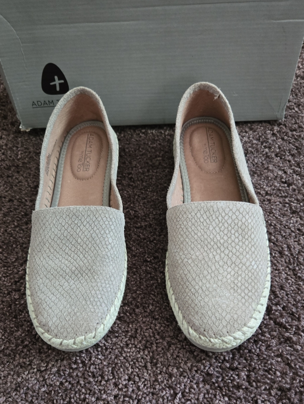 NEW Adam Tucker Gray Suede Espadrille Flats 8 M